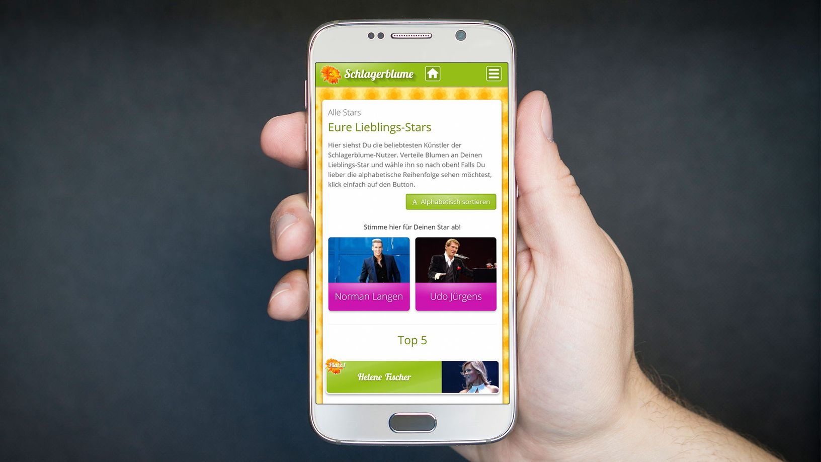 Voting-Bereich der Schlagerblume App