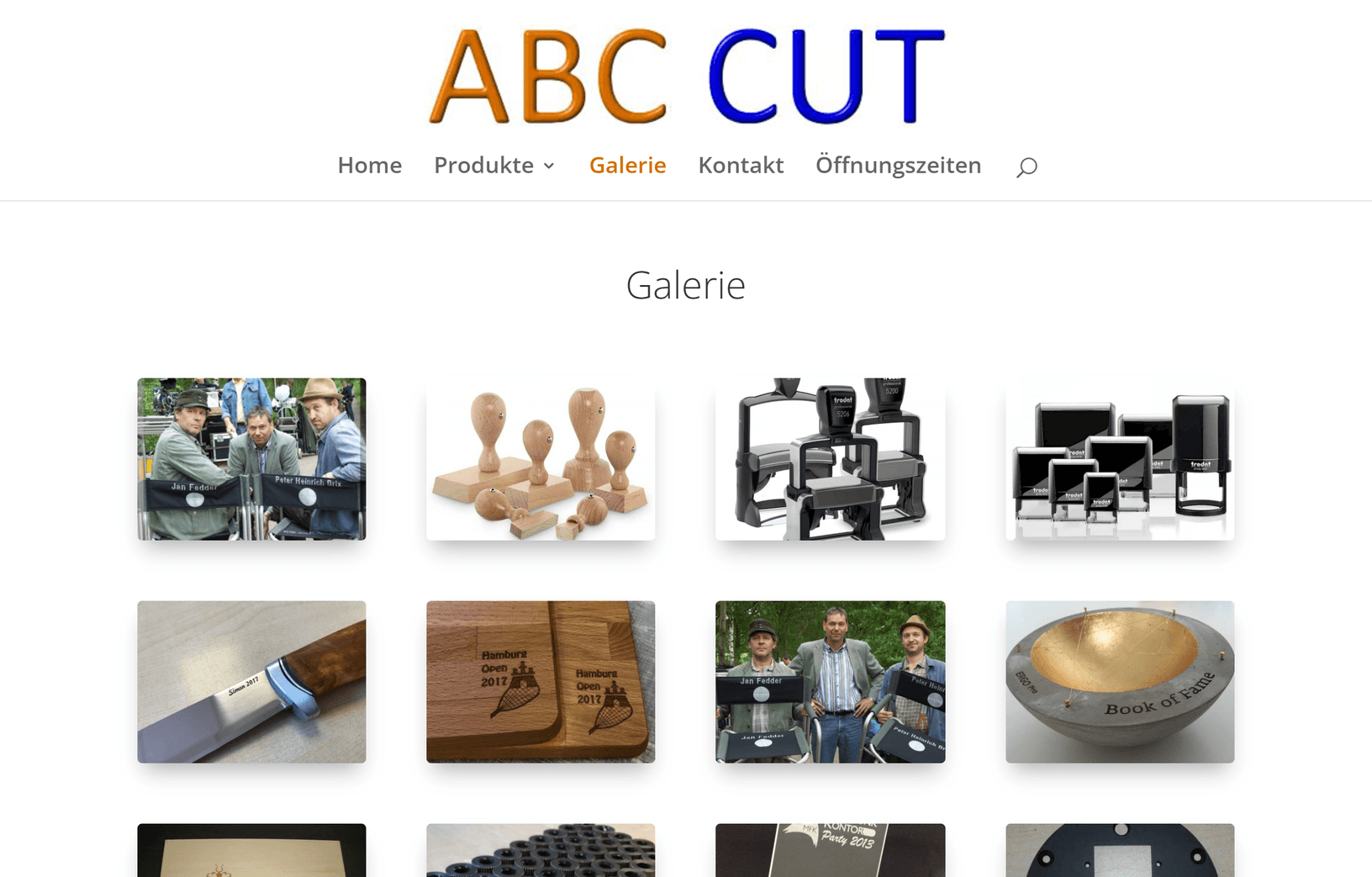 Galerie-Übersicht der ABCcut Handwerksarbeiten: Stempel, Gravuren und Beschriftungen